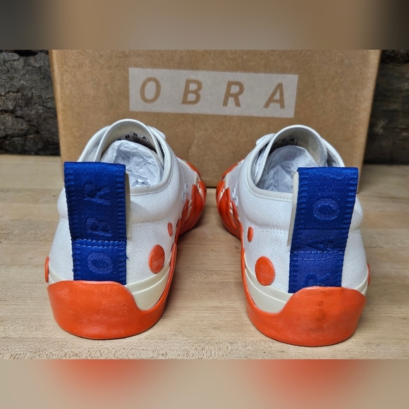 OBRA white blue n orange low lace up sneaker size 9mens - Picture 5 of 7